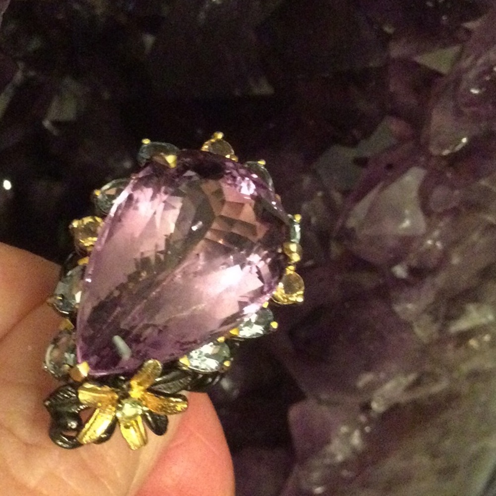 Super Stunning Genuine Top Quality Brazilian Amethyst Ring - Picture 8 of 14